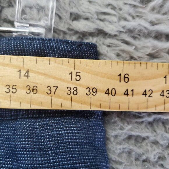 Halston Pants Womens 10 Blue Linen Wide Leg High Rise Zipper & Button Closure - Picture 5 of 11